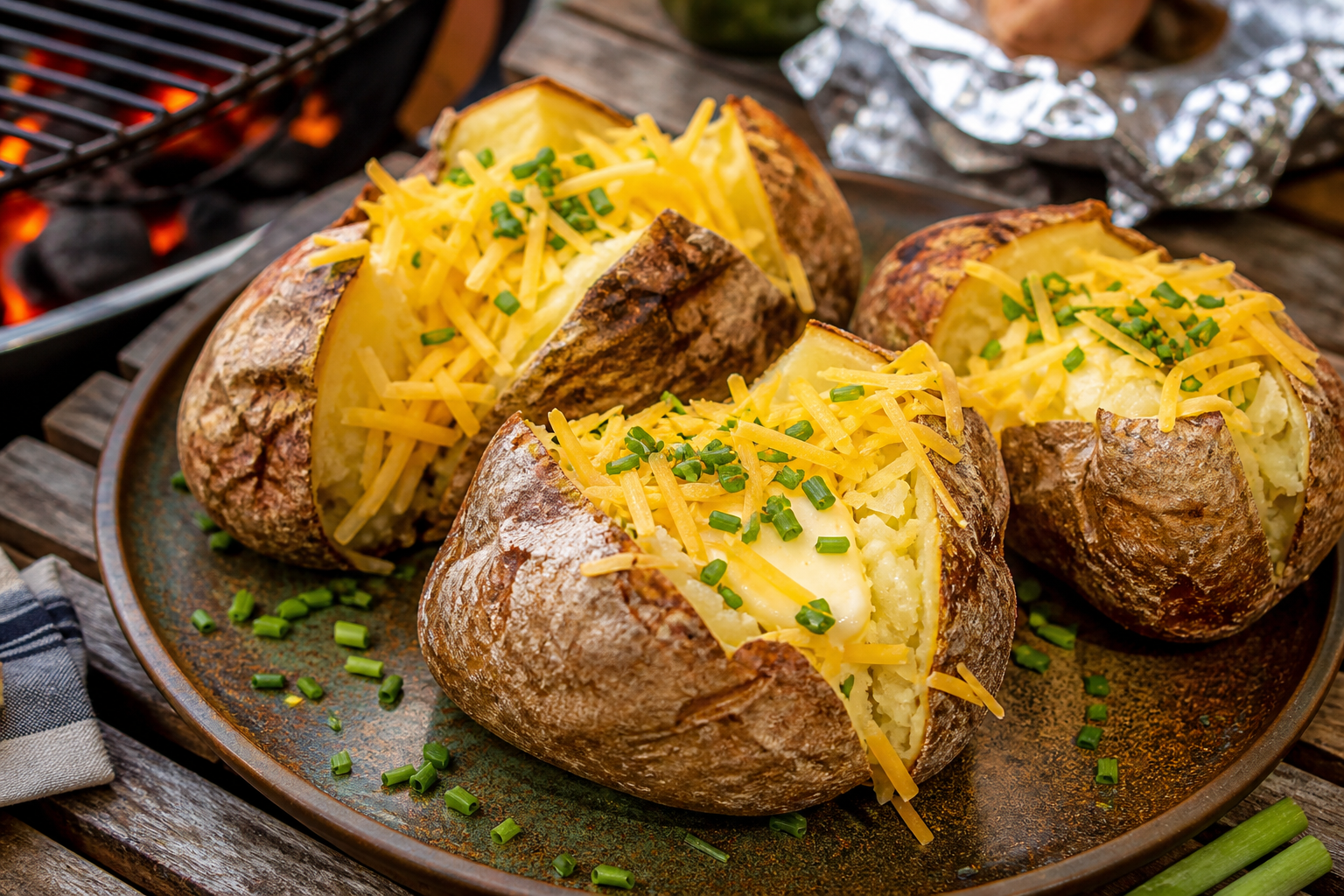 BBQ Jacket Potatoes with Cheddar & Chive