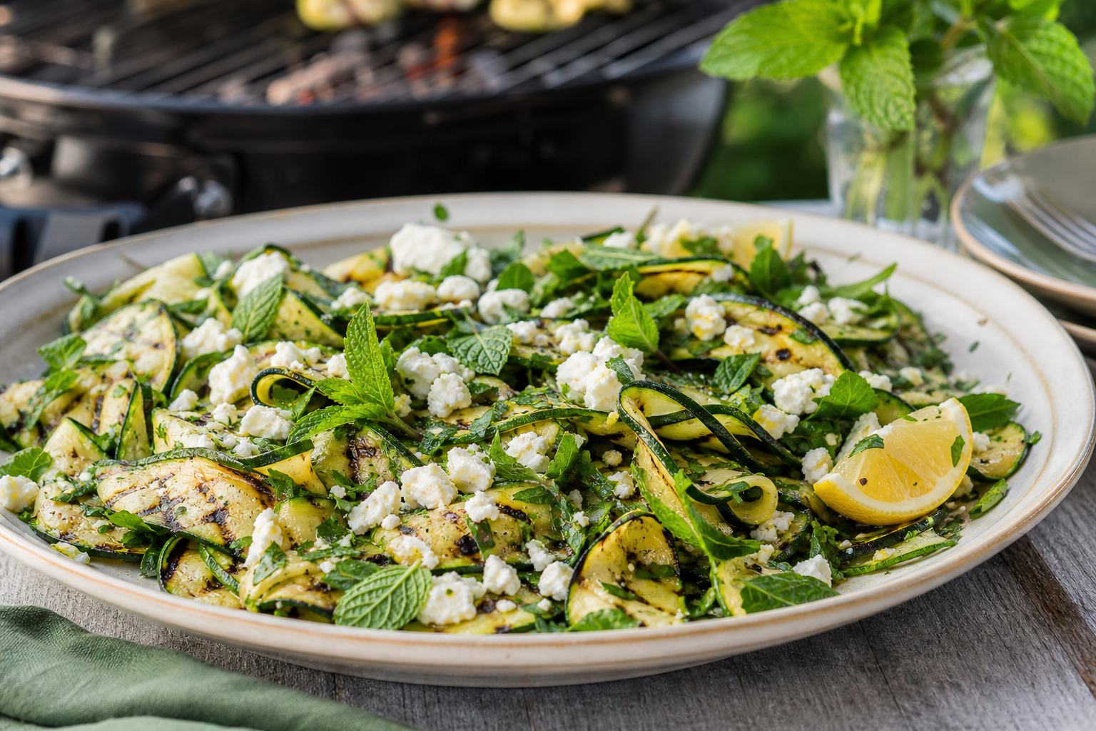 Charred Courgette & Feta Salad with Mint