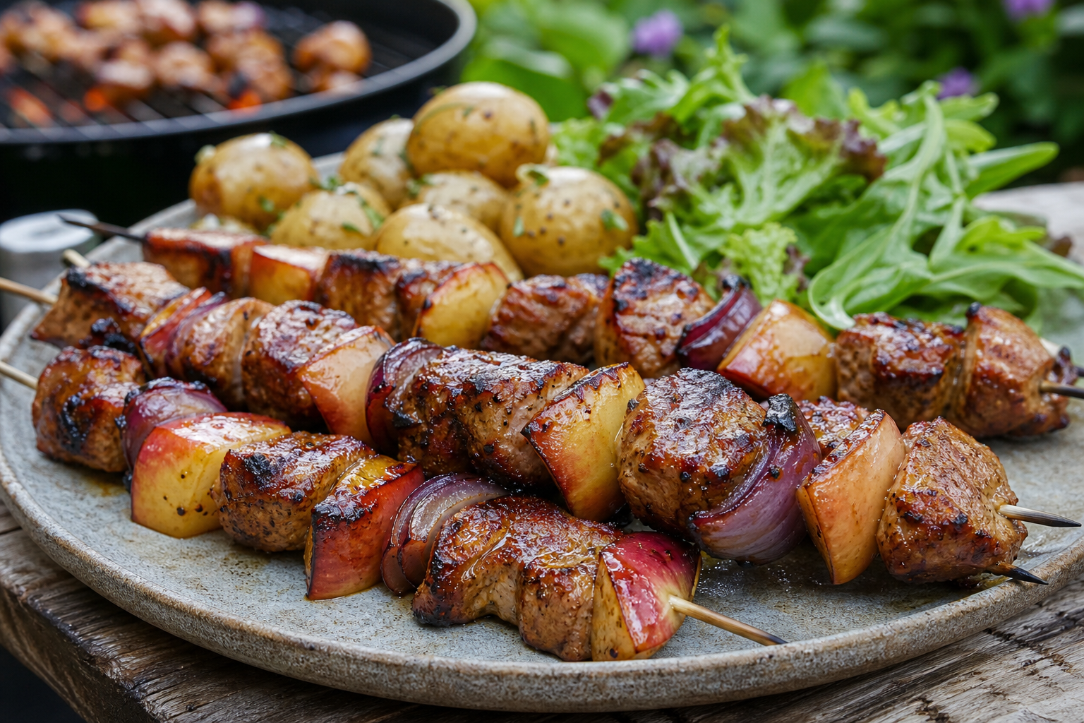 Cider-Marinated Pork & Apple Kebabs