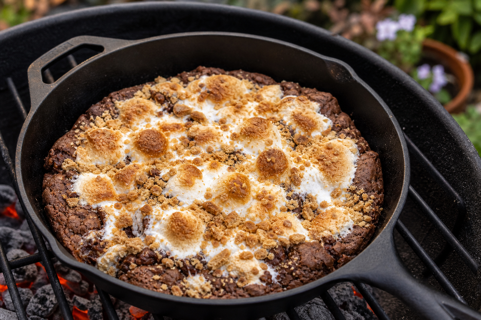 Skillet S’mores Brownies on the Grill